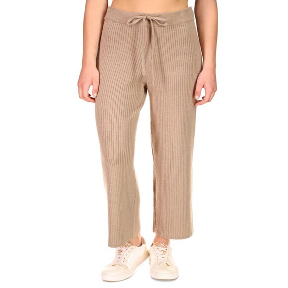 Sanctuary Cotton Ribbed Drawstring Pants In Heather Truffle XXS - Picture 2 of 3